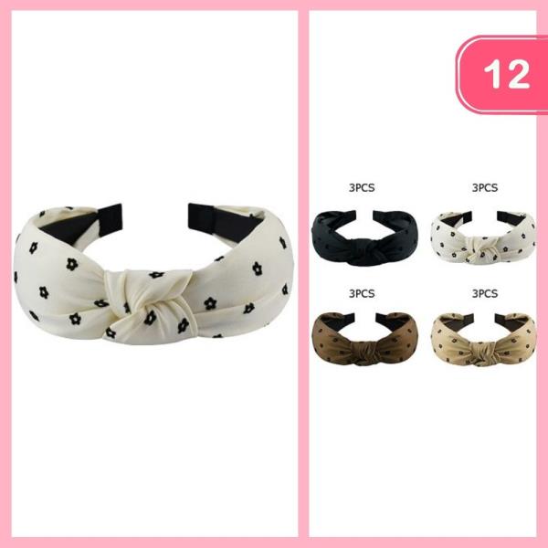 FLOWER PRINT KNOTTED HEADBAND (12 UNITS)