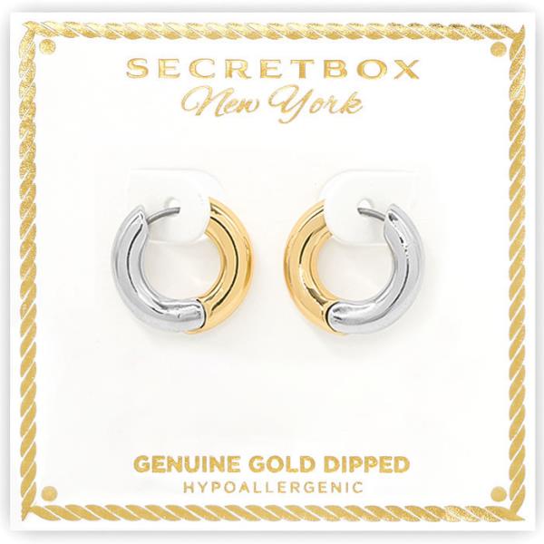 SECRET BOX TWO TONE HOOP EARRING