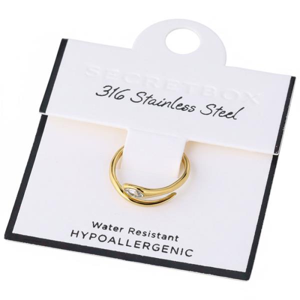 SECRET BOX STAINLESS STEEL STONE SWIRL RING