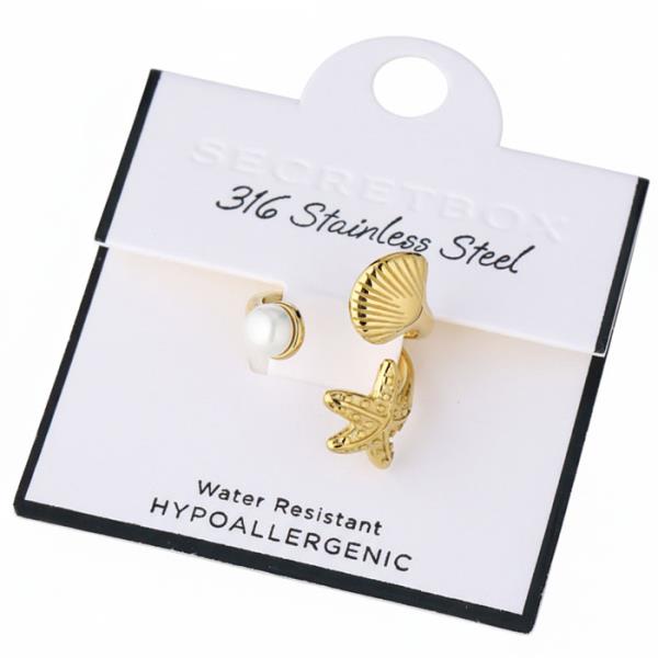 SECRET BOX STAINLESS STEEL STARFISH OPEN RING