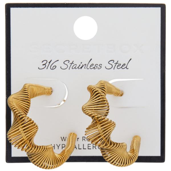 SECRET BOX TWISTED STAINLESS STEEL EARRINGS