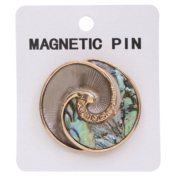 ROUND SWIRL DESIGN MAGNETIC PIN BROOCH