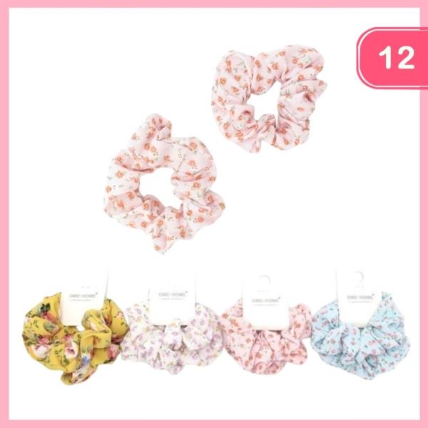 FLOWER PRINT HAIR SCRUNCHIE (12 UNITS)