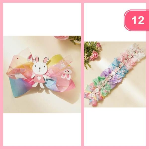 EASTER BUNNY TULL HAIR BOW (12 UNITS)