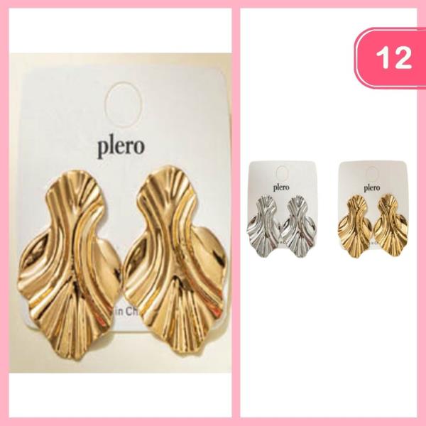 TEXTURED METAL EARRINGS (12 UNITS)