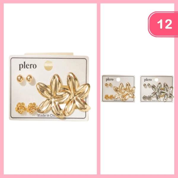 MIXED METAL POST EARRINGS (12 UNITS)