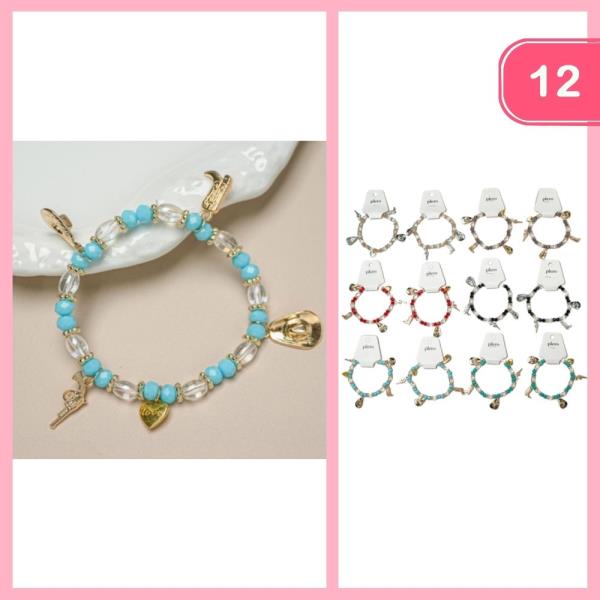 WESTERN BEADED CHARM BRACELET (12 UNITS)