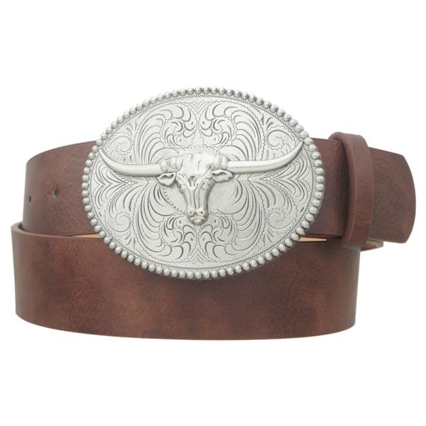 FLORA SWIRL LONGHORN OVAL BUCKLE BELT