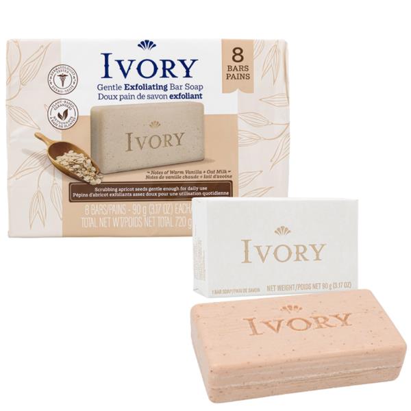 IVORY GENTLE EXFOLIATING 8PC BAR SOAP