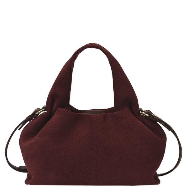 CHIC SUEDE HANDLE SATCHEL BAG