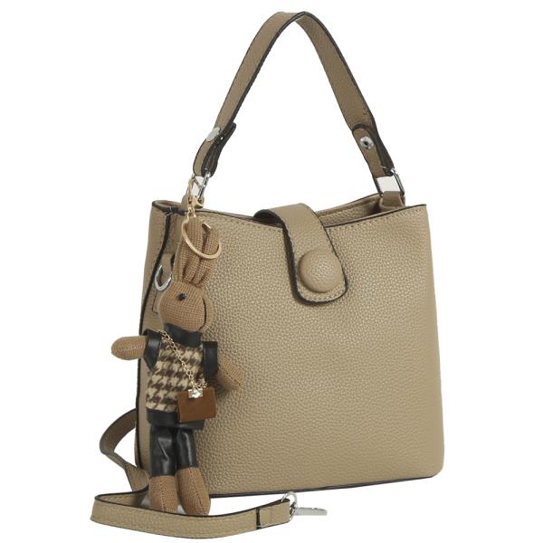 PLAIN BUCKET SATCHEL W BAG CHARM