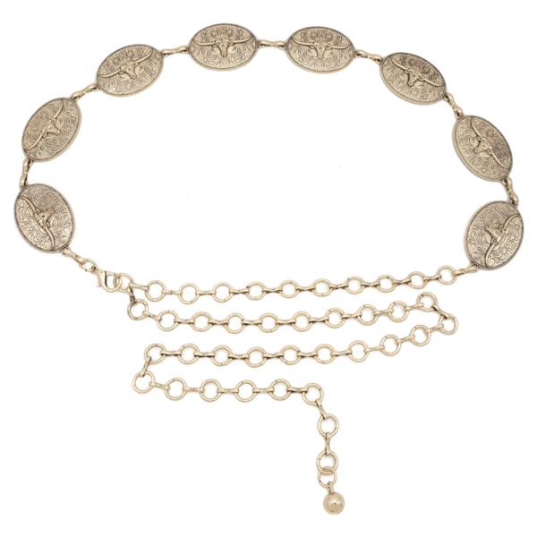 PLUS FLORAL LONGHORN CONCHO CHAIN BELT