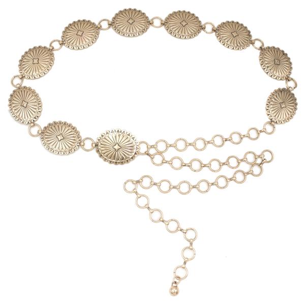 PLUS RIBBED SUNBURST LARGE CONCHO CHAIN BELT