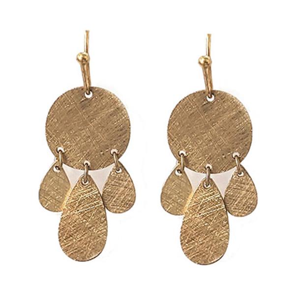 BRASS BURNISHED METAL TEARDROP CHARM DANGLE EARRING