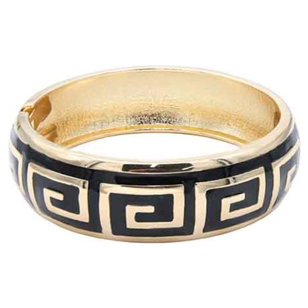 GOLD PLATED WHITE ENAMEL HINGED BANGLE BRACELET