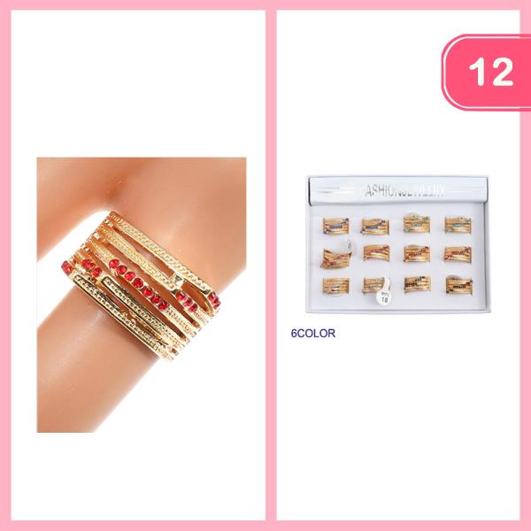 LAYERED RHINESTONE RING (12 UNITS)