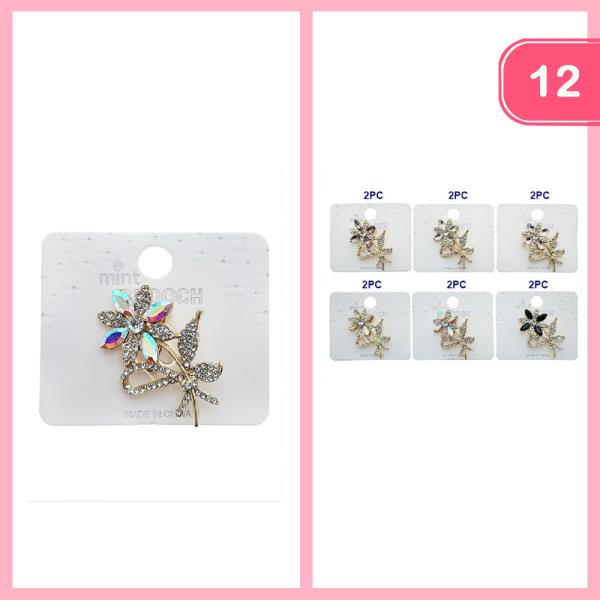 RHINESTONES ROSE BROOCH (12 UNITS)