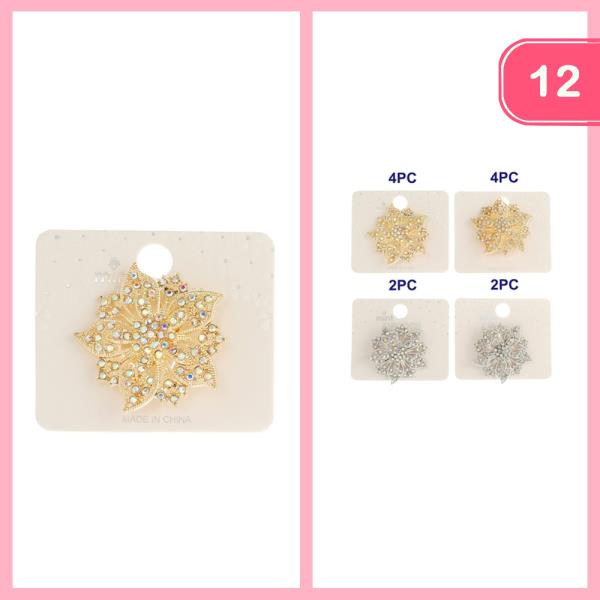 FLOWER RHINESTONE BROOCH (12 UNITS)