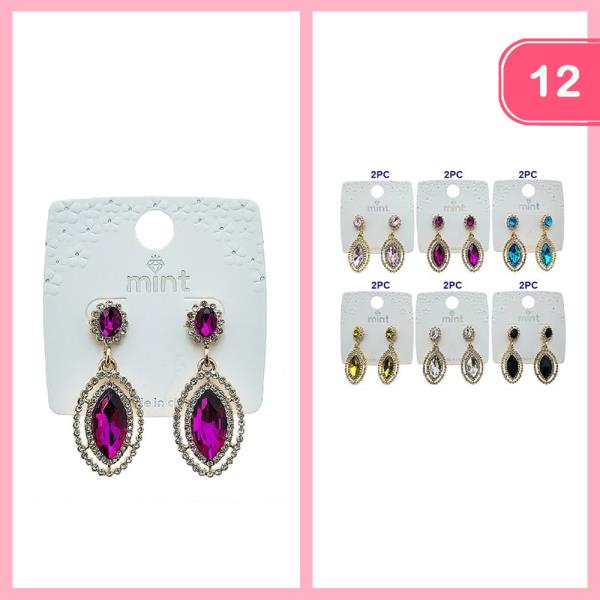 RHINESTONE DANGLE EARRING (12 UNITS)