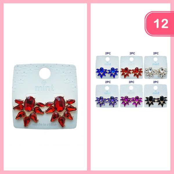 RHINESTONE POST EARRINGS (12 UNITS)
