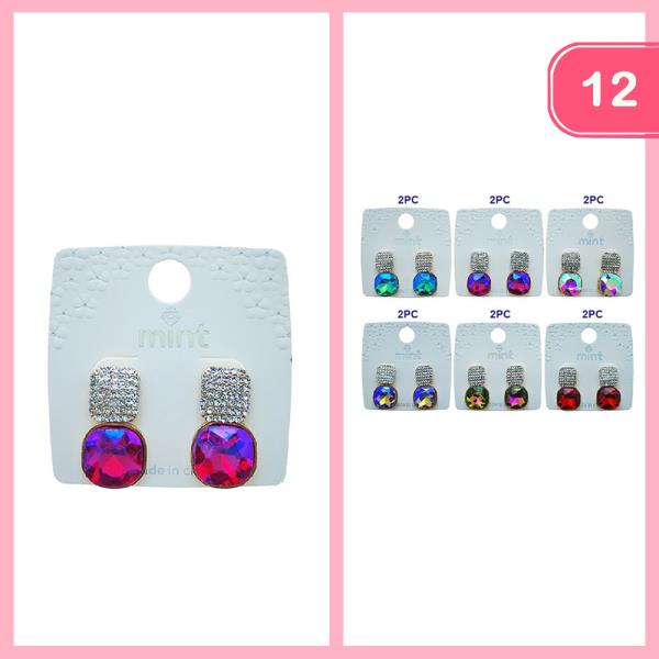RHINESTONE POST EARRINGS (12 UNITS)