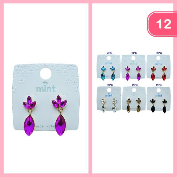 RHINESTONE DANGLE EARRINGS (12 UNITS)