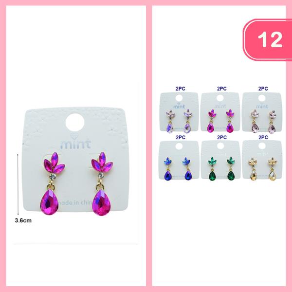 RHINESTONE POST EARRINGS (12 UNITS)
