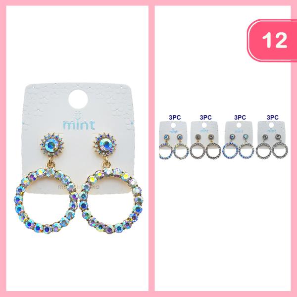 RHINESTONE DANGLE EARRINGS (12 UNITS)