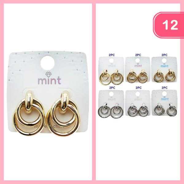 LAYERED HOOP POST EARRINGS (12 UNITS)