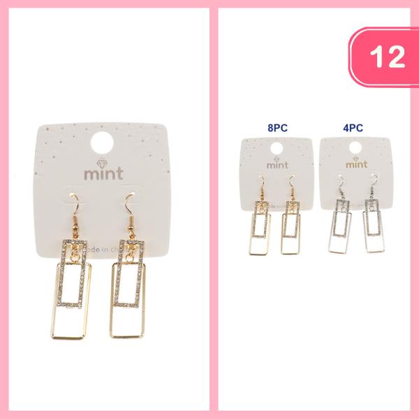 RHINESTONE METAL DANGLE EARRING (12 UNITS)