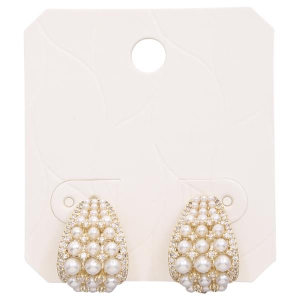 RHINESTONE PEARL DESIGN EARRING
