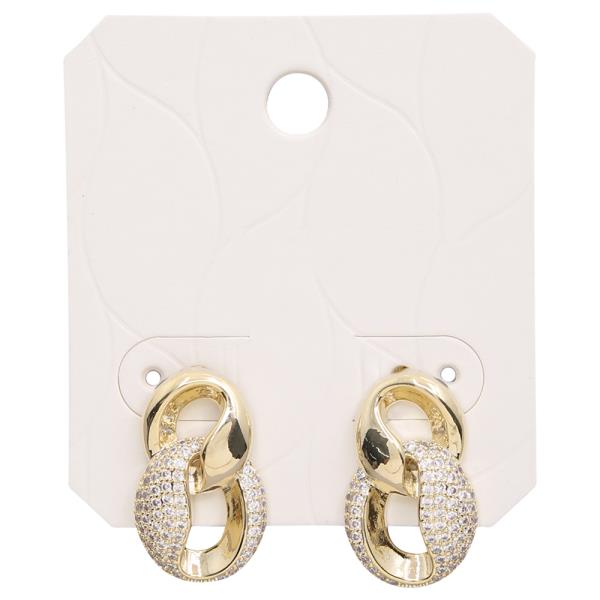 RHINESTONE METAL LINK DESIGN EARRING