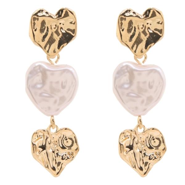 HAMMERED HEART LINK DANGLE EARRINGS