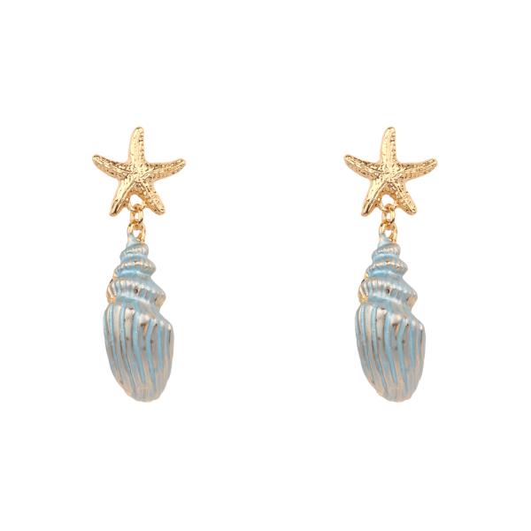 METAL EPOXY SEA LIFE SHELL POST EARRING
