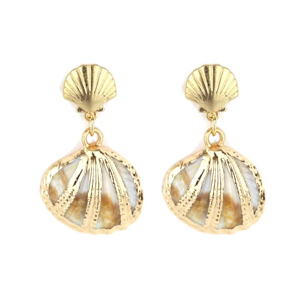 METAL SEA LIFE SHELL POST EARRING