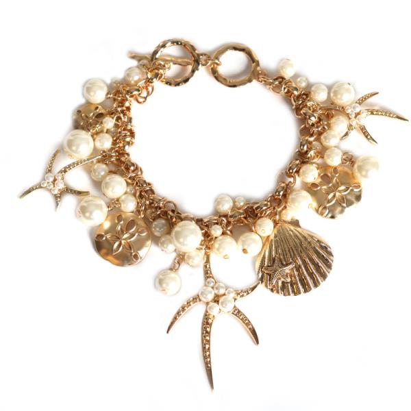 METAL PLASTIC PEARL SEA LIFE BRACELET