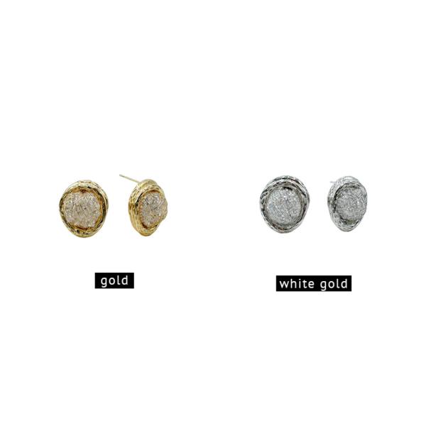 14K GOLD/WHITE GOLD DIPPED OVAL WIRE STUD EARRINGS