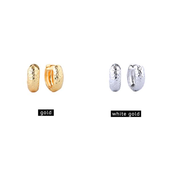 14K GOLD/WHITE GOLD DIPPED HAMMERED DOME HOOP EARRINGS