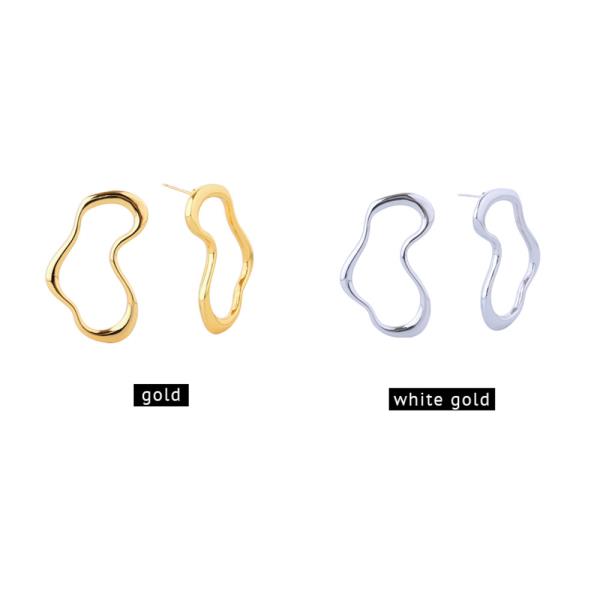 14K GOLD/WHITE GOLD DIPPED FREEFORM LOOP EARRINGS