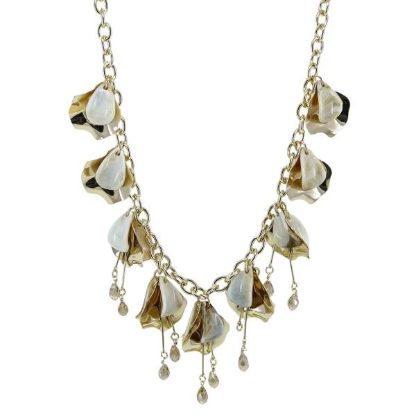 METAL FLOWER MULTI CHARM STATEMENT NECKLACE