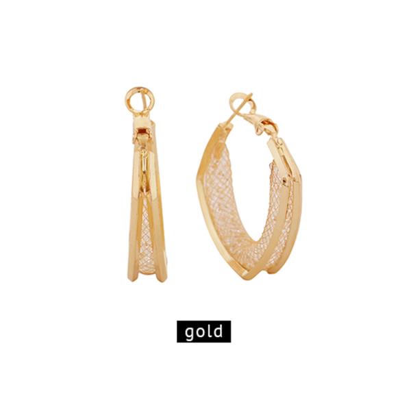 14K GOLD DIPPED MESH INNER LINE OMEGA CLOSURE EARRINGS