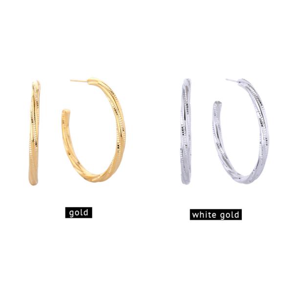 14K GOLD/WHITE GOLD DIPPED MINI TWIST HOOP EARRINGS