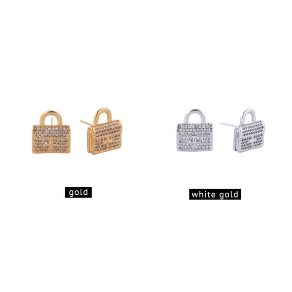 14K GOLD/WHITE GOLD DIPPED BAG STUD EARRINGS