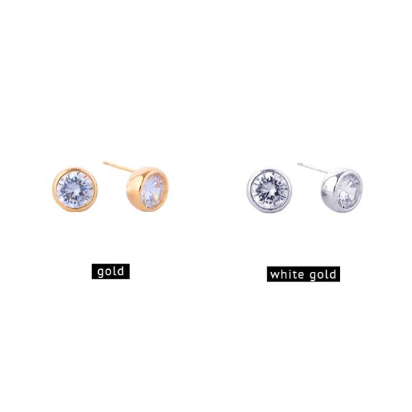 14K GOLD/WHITE GOLD DIPPED CLASSIC BEZEL STUD EARRINGS