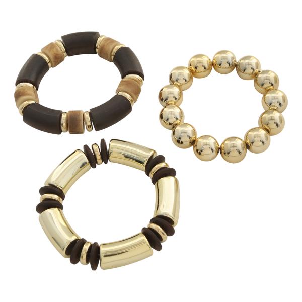 3PC BEAD METAL MIX BRACELET SET