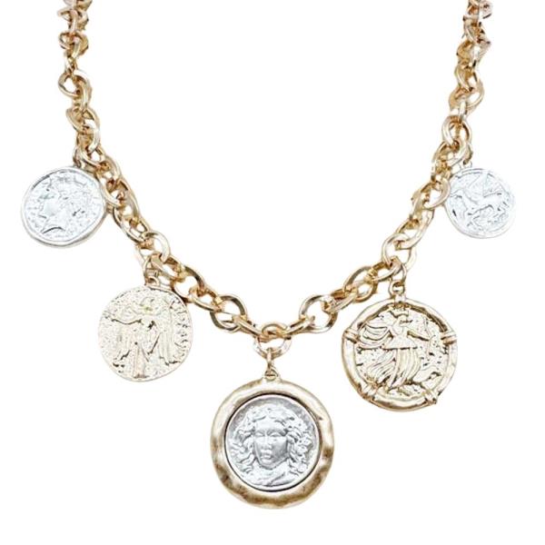 COIN MULTI CHARM STATEMENT NECKLACE