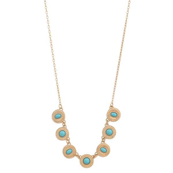 METAL STONE CLUSTER PENDANT NECKLACE