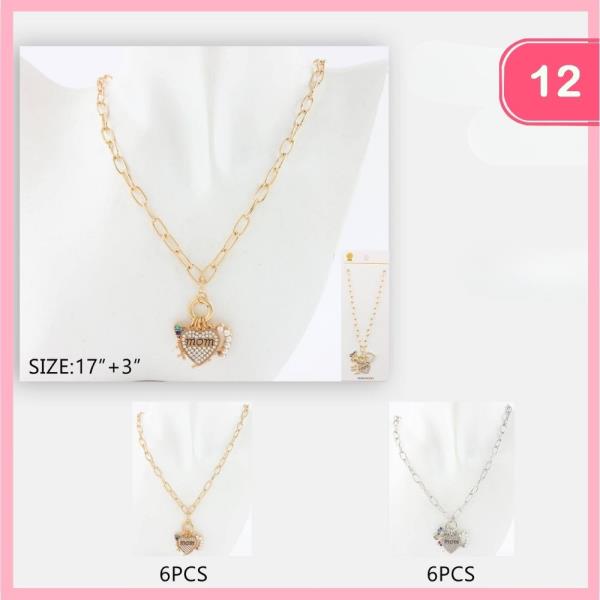 MOM PENDANT HEART NECKLACE (12 UNITS)