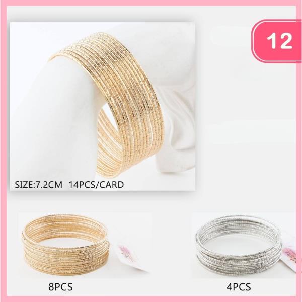 METAL STACKABLE BANGLE BRACELETS (12 UNITS)