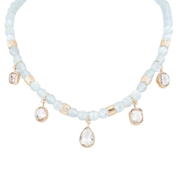 BEAD CRYSTAL MULTI CHARM NECKLACE